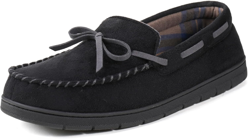 Mens Moccasin Slippers Memory Foam Indoor Outdoor Anti Slip House Shoes10