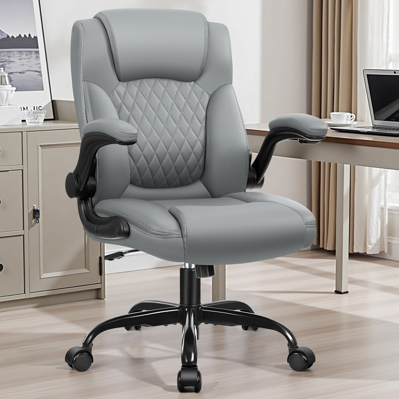 Ergonomic Leather Office Chair High Back Executive Desk Chair Gray7