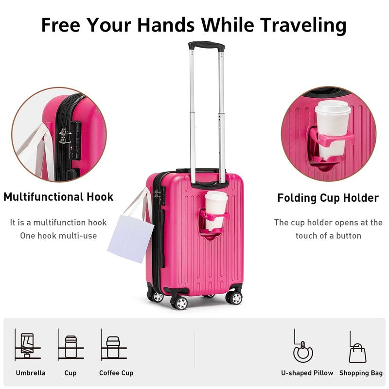 3 Piece 20" Expandable Carry On Luggage Set Duffel & Toiletry Bag Included3