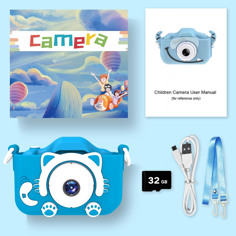Kids Digital Camera Toy 32GB SD Card Video Camcorder Cartoon Case7