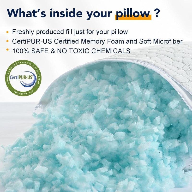 Cooling Pillow for Sleeping 2 Pack, Luxury Shredded Memory Foam Bed Queen Pillow8