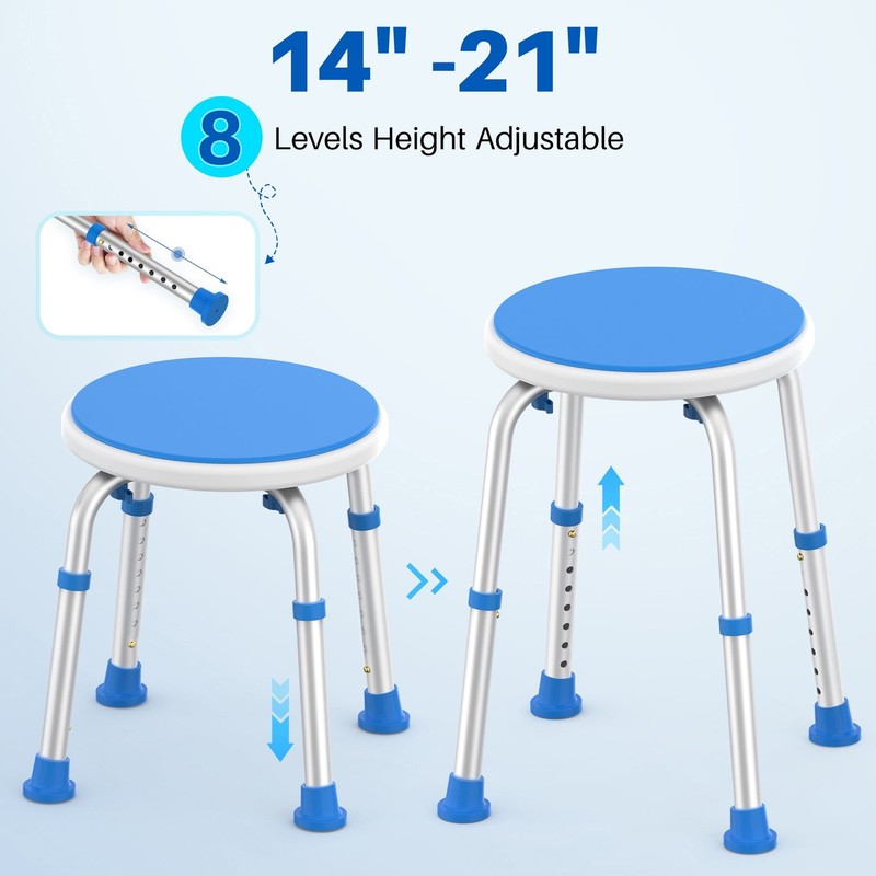 Adjustable Anti-Slip Shower Stool, Tool-Free Bath Chair for Seniors5
