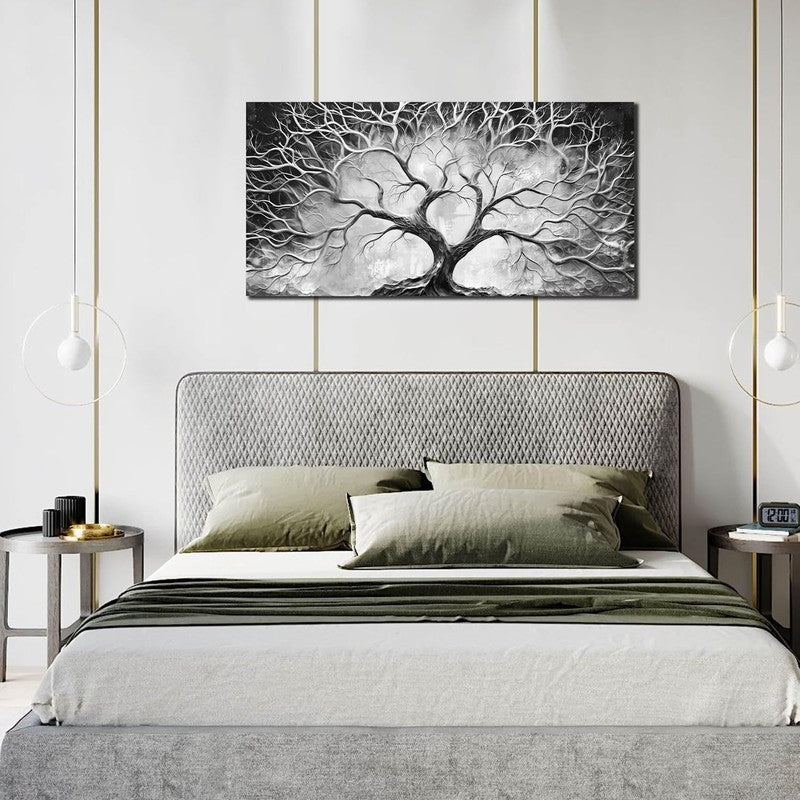 Modern Black and White Tree Wall Art for Living Room or Bedroom 20" X 40"4