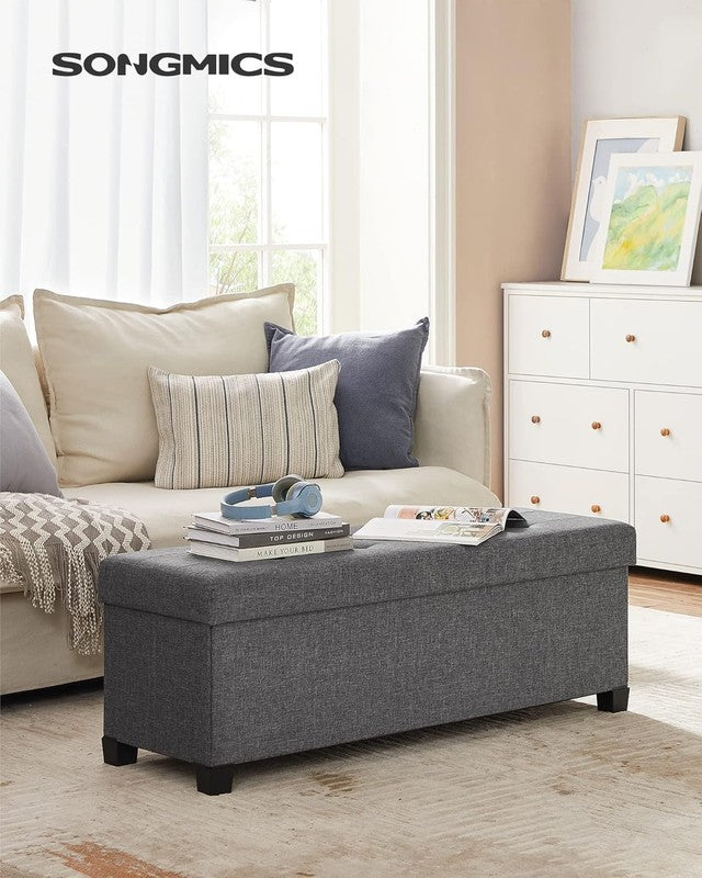 Foldable Storage Ottoman Bench Foot Rest 43'' Bedroom Living Room Slate Gray2