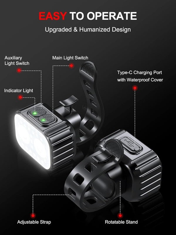 Super Bright Rechargeable Bike Lights Set 8+12 Mode IPX6 Waterproof Long Battery4