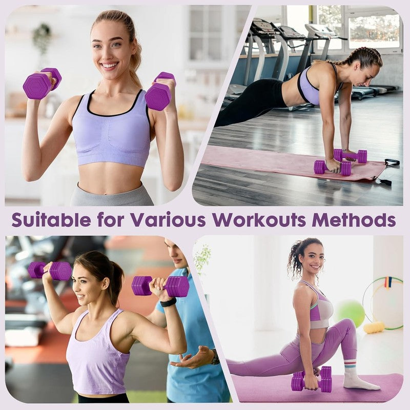 4-in-1 Adjustable Dumbbells 2-5lb TPU Handle Home Gym Weights Women Purple1