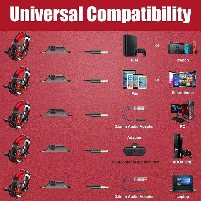 Stereo Gaming Headset for PS4 Xbox One PC Noise Cancelling Mic LED6