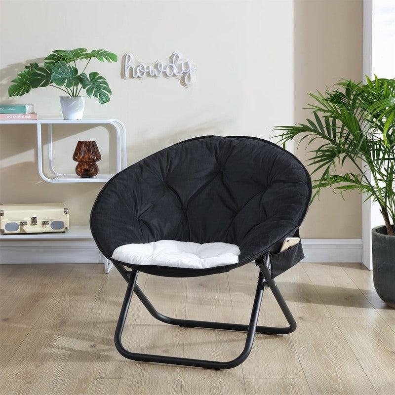 Colorblock Saucer Chair, Black/White, Perfect for Adults and Teens1