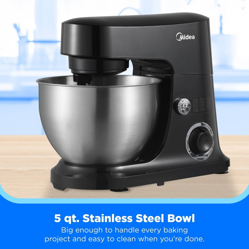 5 Quart Black Cake Mixer with Stand, 300W Multifunction Electric Food Mixer with1