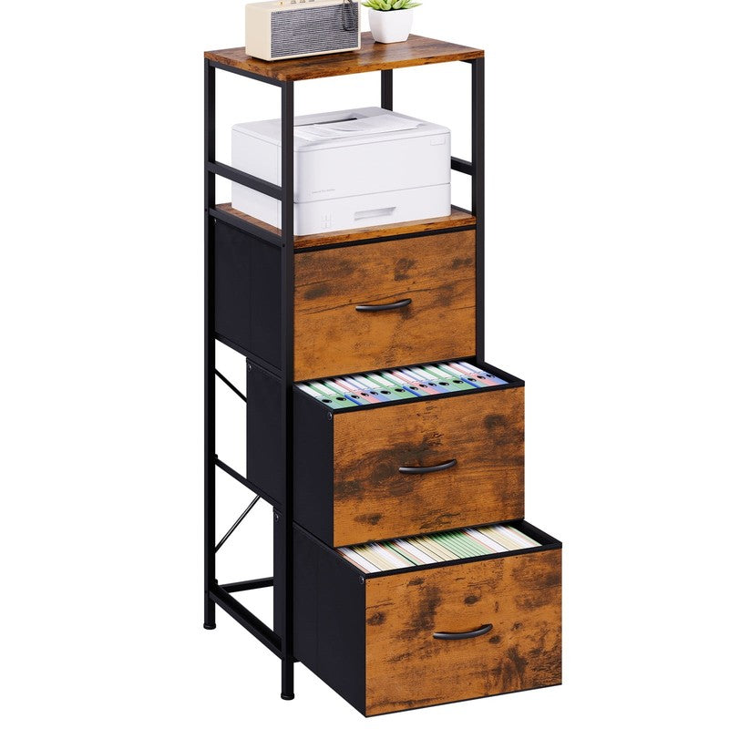 File Storage Cabinet with Adjusted Size 3 Drawers, 4 Wheels Vertical Wood File C8