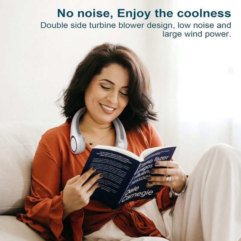 Portable Neck Fan - Rechargeable Bladeless Hands-Free Cooling for All (White)7