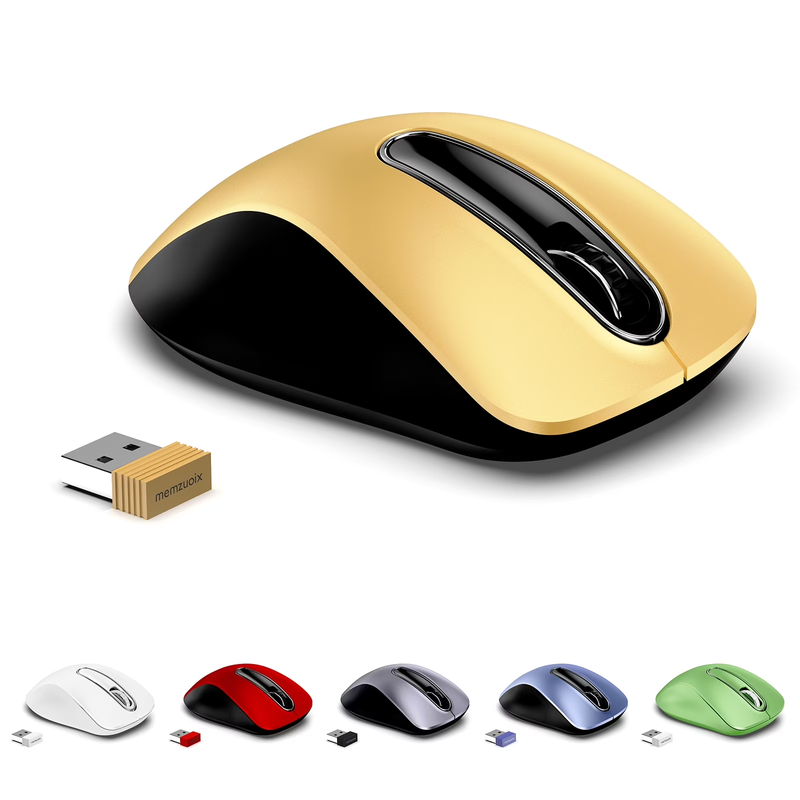 2.4G Wireless Mouse 1400 DPI 5 Button USB Receiver for PC Laptop Gold9