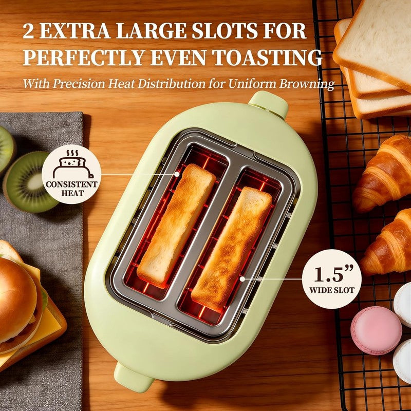 Retro 2 Slice Toaster Floral 6 Settings Wide Slots Warming Rack 750W4