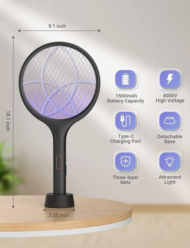 4000V Electric Fly Swatter & Bug Zapper   Rechargeable Mosquito Killer Racket1
