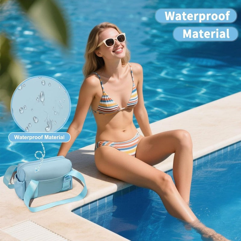 Mini Gym Bag Women Waterproof PU Fitness Tote Wet Compartment Sky Blue5