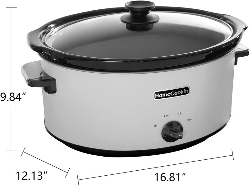 8Qt Slow Cooker Oval Manual Pot 3 Settings White Stainless Steel3