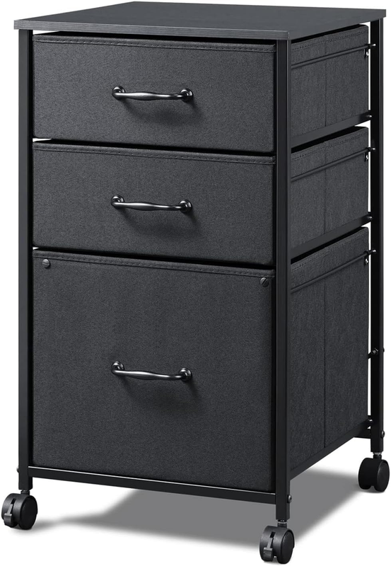 Mobile File Cabinet, Rolling Printer Stand with 3 Drawers, Fabric Vertical Filin0