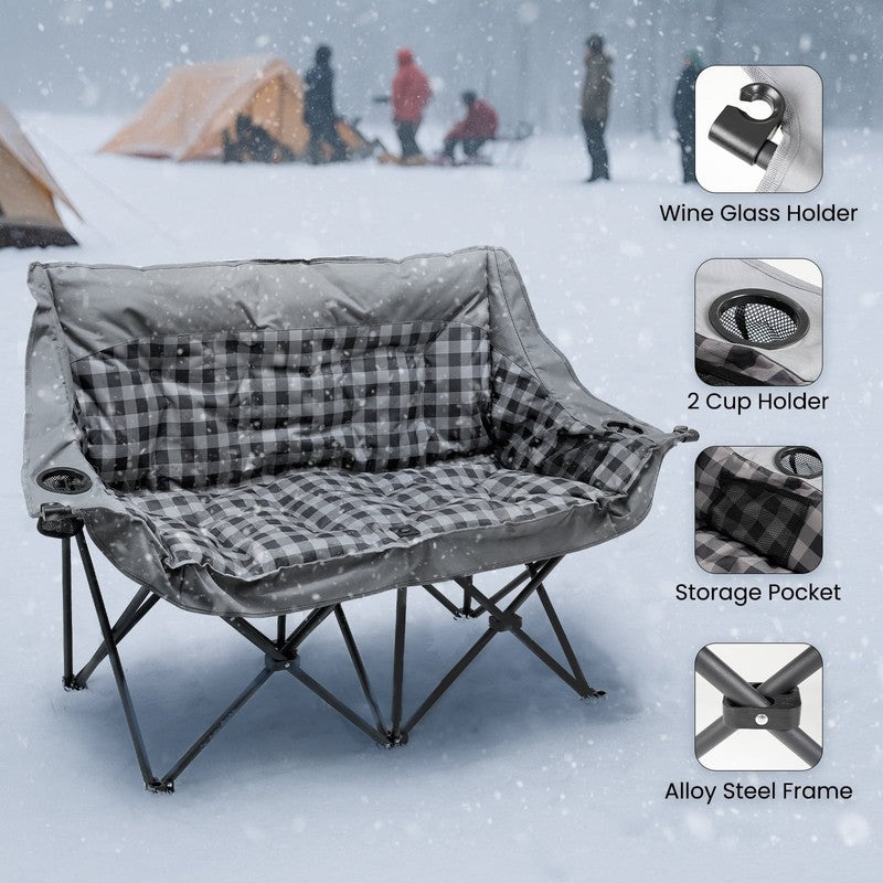 Oversized Double Camping Chair - 2-Person Heavy Duty Folding Chairs for Outdoor 3