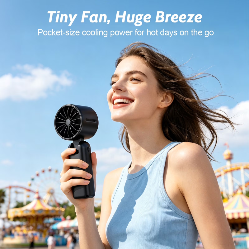 Handheld Fan 5000mAh Foldable 3 in 1 Personal Fan 5 Speed Black4