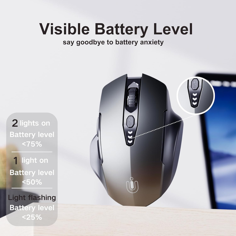 Wireless Rechargeable Mouse 2.4GHz Ergonomic 4 DPI Levels2