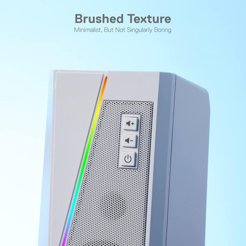 GS520 RGB Desktop Speakers 2.0 USB PC Stereo LED 6 Modes 3.5mm White5