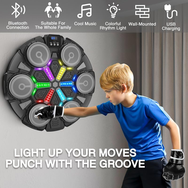 Wall Mounted Music Boxing Machine Bluetooth Punching Pad Kids Adults2