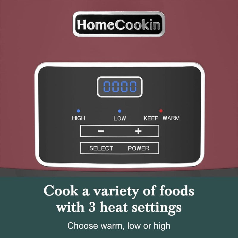 8Qt Programmable Slow Cooker Timer Keep Warm 6+ Servings Red White Liner2
