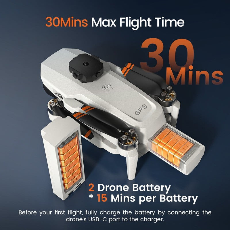 L106 GPS 4K UHD Foldable Drone Brushless RC Quadcopter 2 Batteries White10