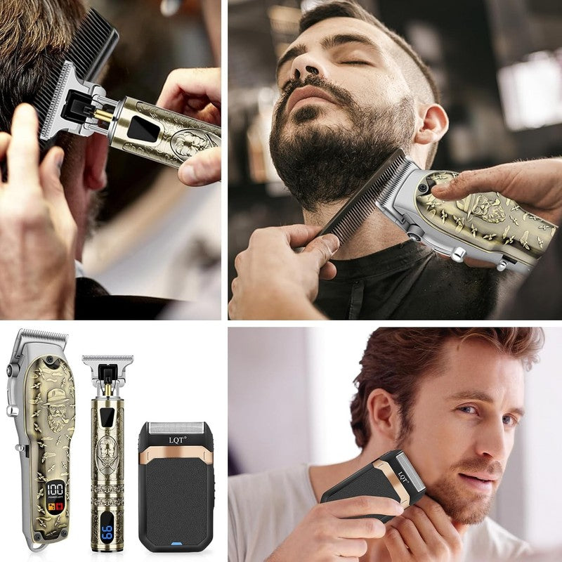 Cordless Professional Hair Clipper Set for Men - Grooming Kit in Bronze5