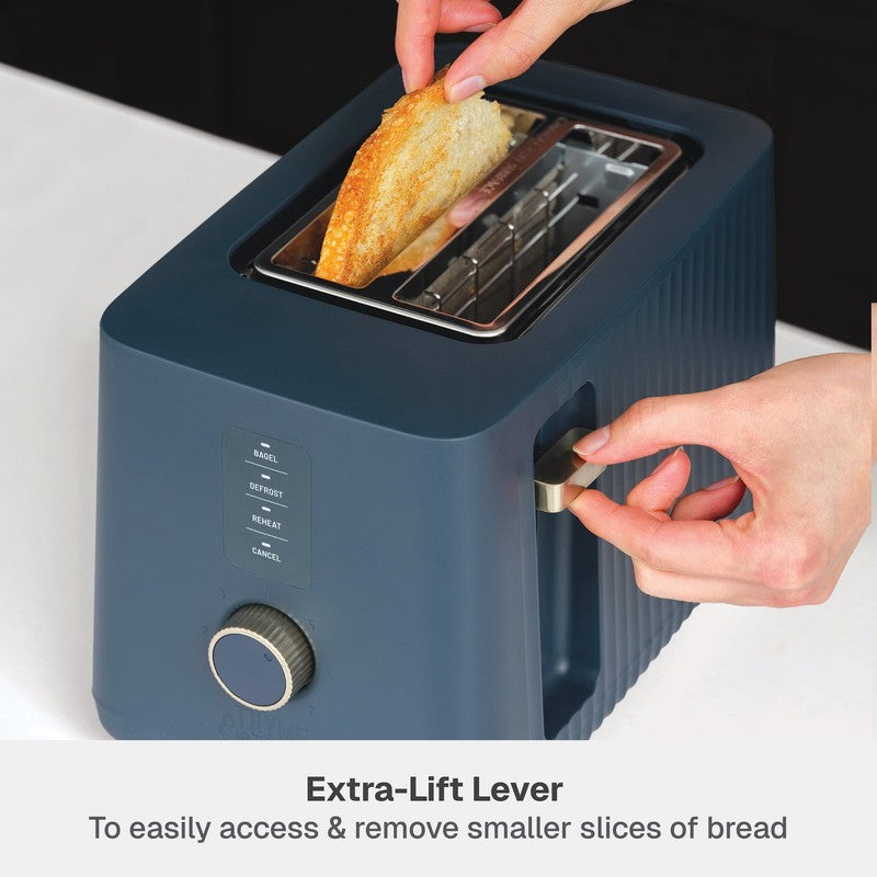 2 Slice Toaster Extra Wide Slots Removable Crumb Tray Atlantic Blue6