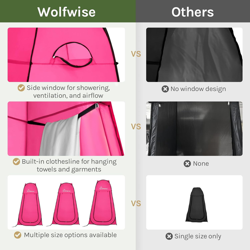 Pop Up Shower Tent Camping Portable Privacy Changing Carry Bag Rose Red2
