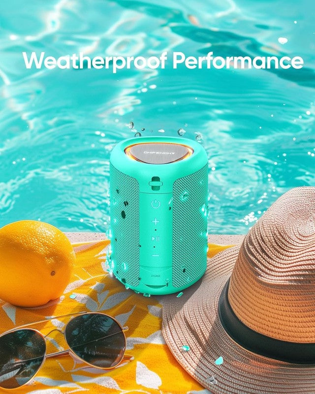 Portable Bluetooth Speaker with Lights, IPX5, Clear Sound, All Day Play, TWS7