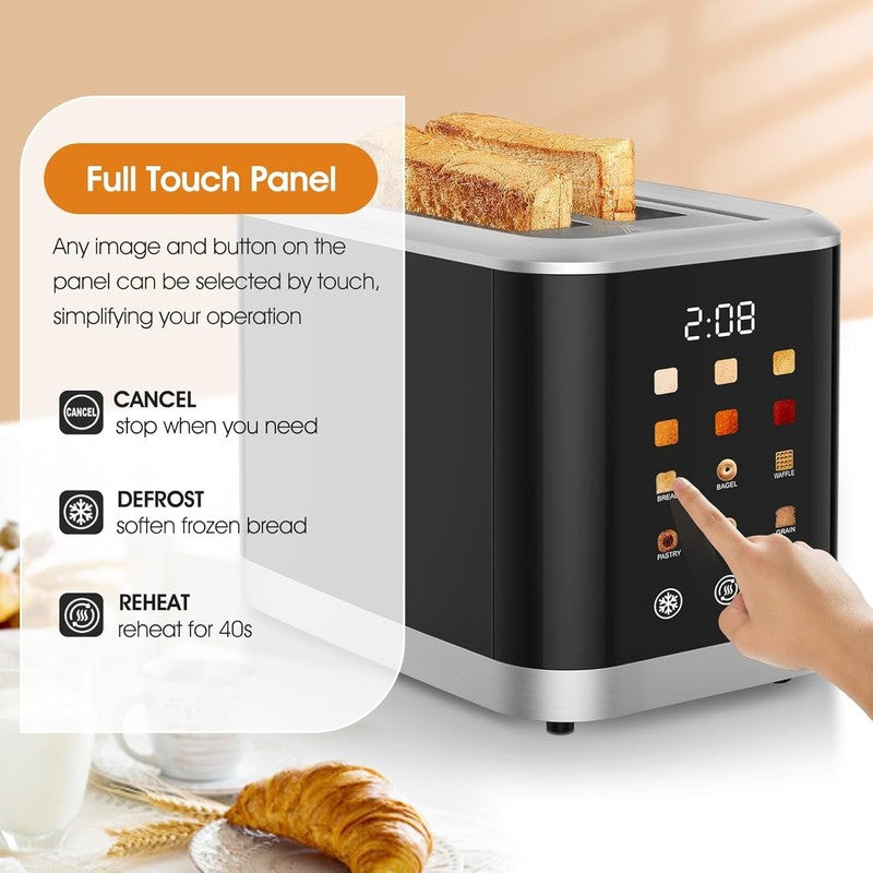 Touch Screen Toaster 2 Slice Digital Timer 6 Modes Wide Slots4