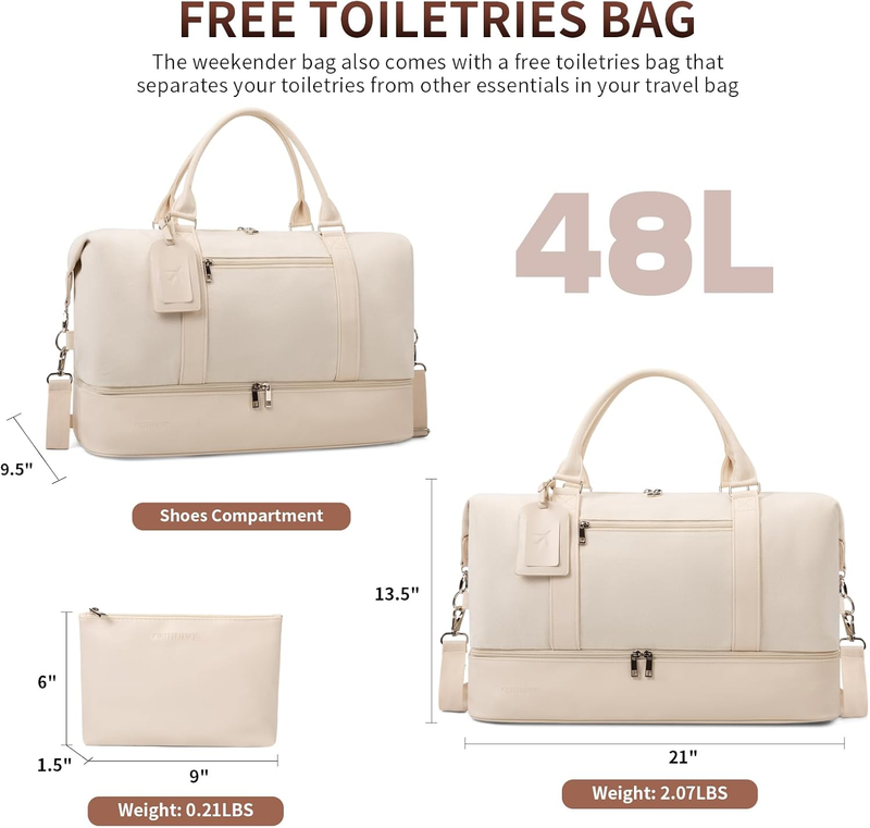 Weekender Bags for Women   21 Inch Large Travel Duffel Bag 2 Piece Set with Shoe5