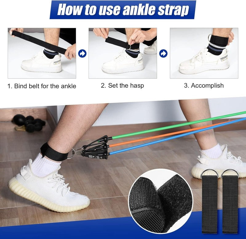 Resistance Bands Set w/ Handles Door Anchor Ankle Straps Carry Bag Home Gym2
