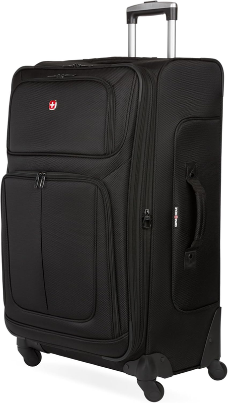 Sion Expandable Softside Spinner Luggage Large Checked Suitcase Black0