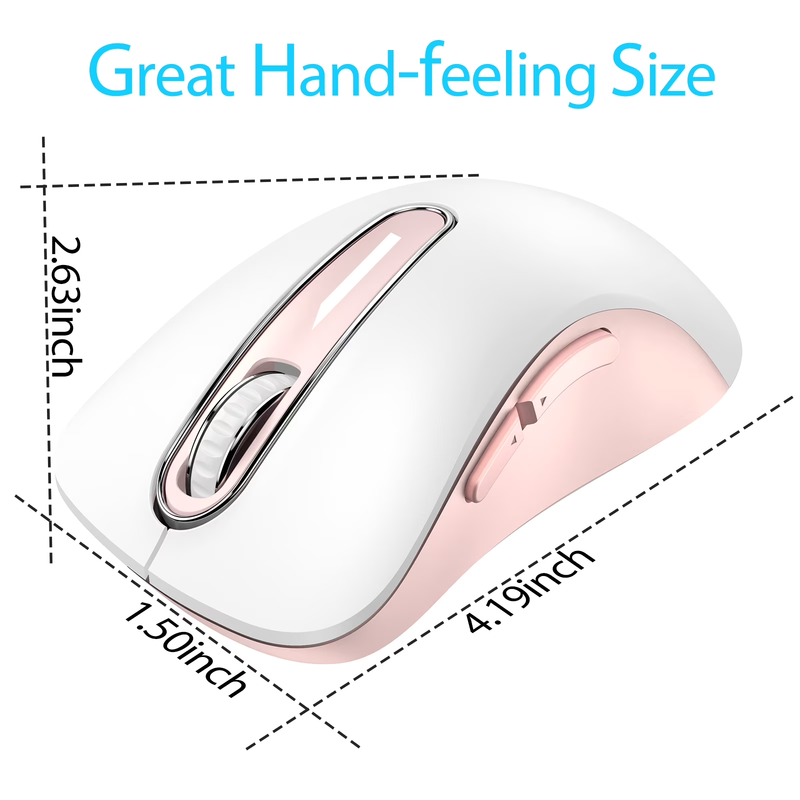 Wireless Optical Mouse 1400 DPI 5 Button USB Receiver for PC Laptop Pink White3