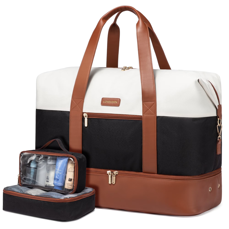Women Travel Duffel Bag Large Weekender Gym Bag Shoe Compartment Packing Cubes8
