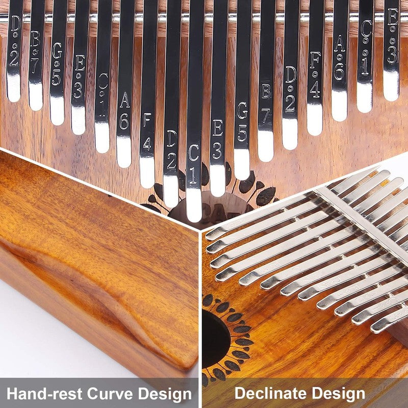 Kalimba Thumb Piano 17 Keys, Portable Mbira Finger Piano Gifts for Kids and Adul2