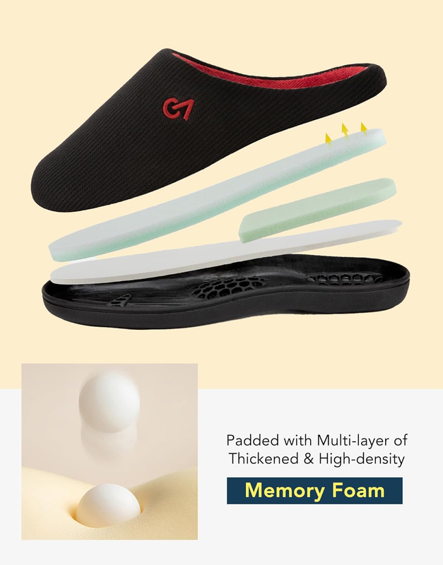 Men'S Two Tone Memory Foam House Slippers Indoor Outdoor Durable Rubber Sole5
