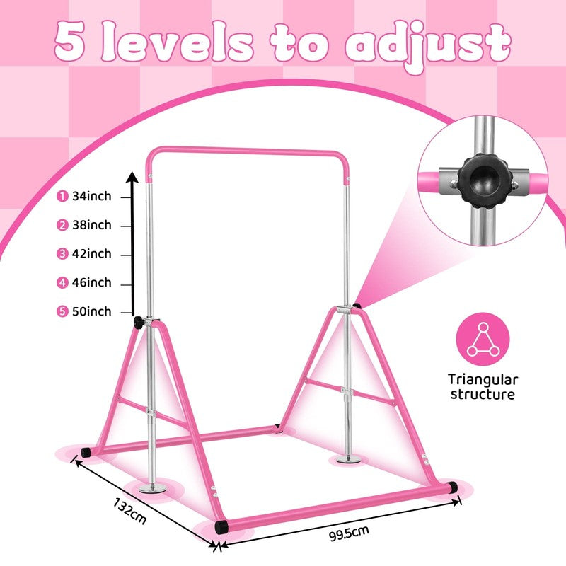Barra De Gimnasia De 150 Lb Para Niños, Barra Horizontal Ajustable En Altura, Ba6