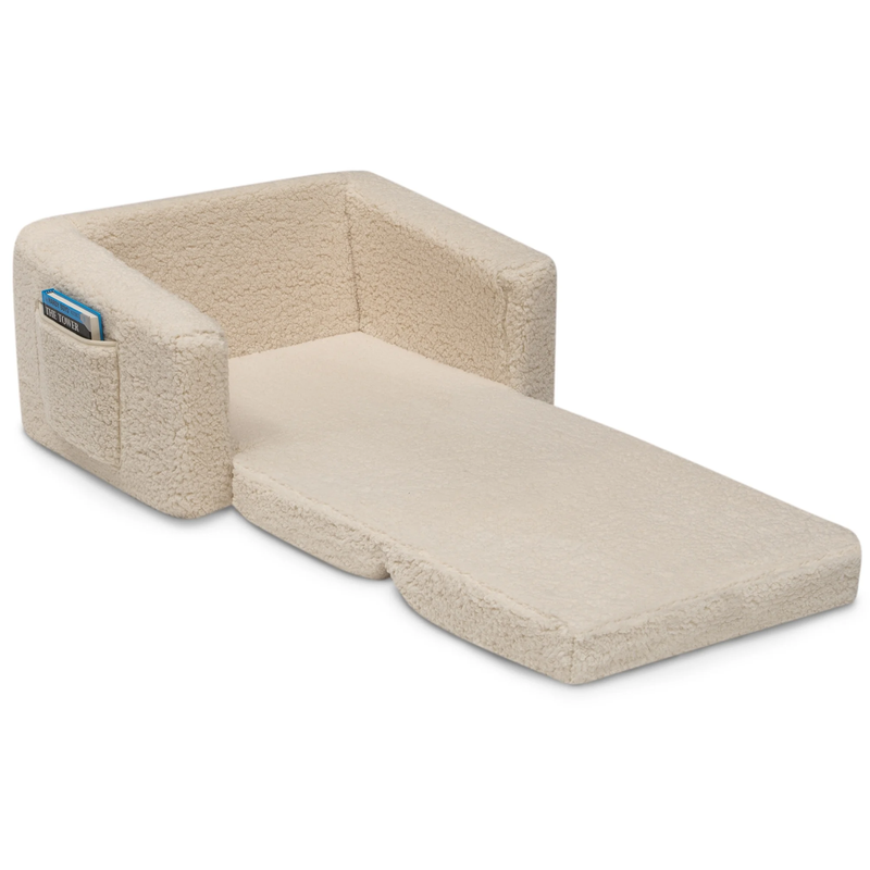 Cozee Flip Out Sherpa 2 In 1 Convertible Chair to Lounger for Kids, Cream5