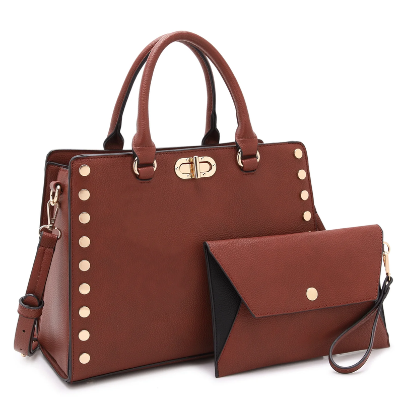 Women Satchel Handbag Shoulder Tote Work Bag with Matching Wallet7
