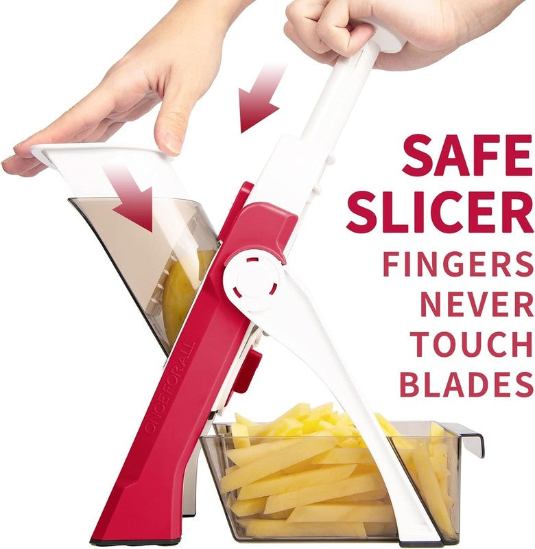 Safe Mandoline Slicer 5 in 1 Vegetable Cutter, Strips Julienne Dicer Adjustable 1