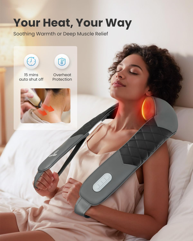 Cordless Neck Massager with Heat, Back Massager for Pain Relief Deep Tissue, 3D 2