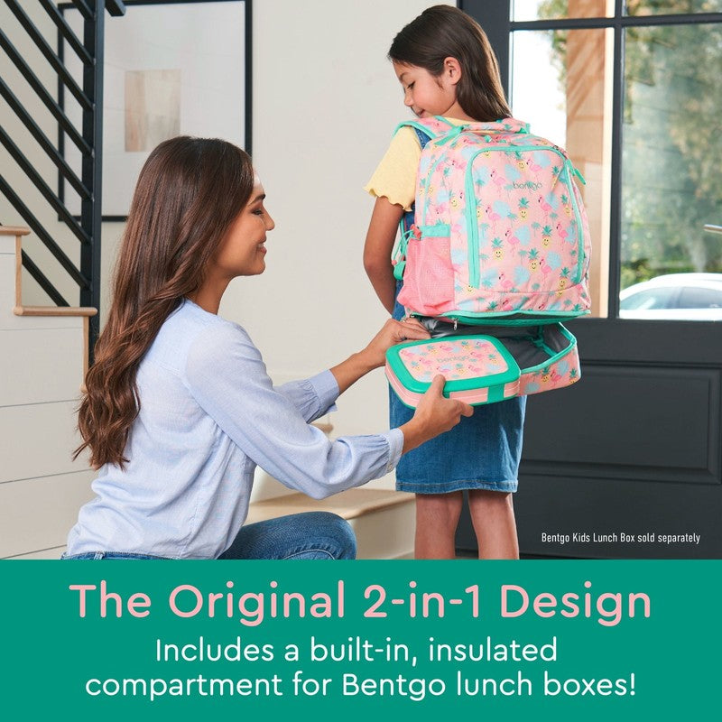 Kids 2 in 1 Backpack and Insulated Lunch Bag Tropical Print Water Resistant Scho1