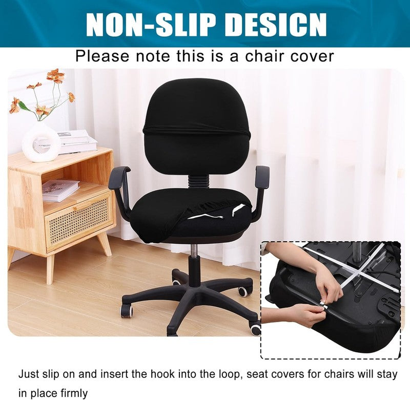 Universal Stretch Chair Covers for Office   Washable Black Slipcovers2