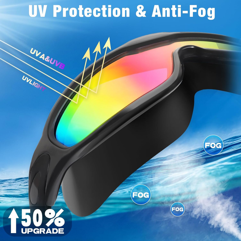 Men Women Swim Goggles 2 Pack Anti Fog 180° Wide View Pool Swim Gear3