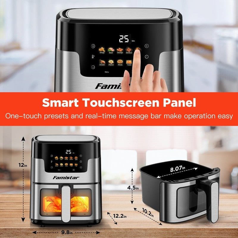 7.5QT Air Fryer Oven, 10-in-1, LED Touch, 10 Presets, w/ Basket & 100 Liners5