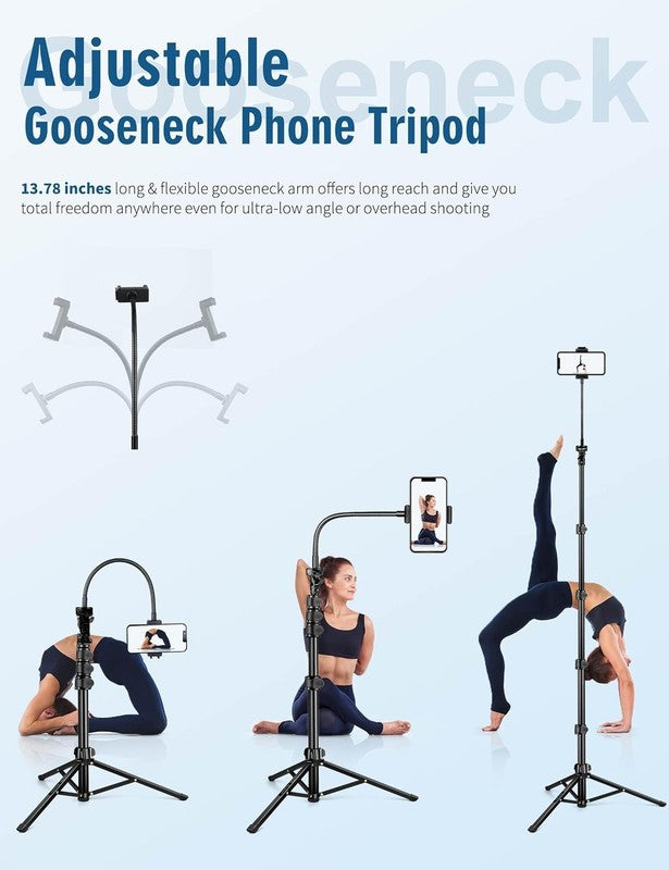 85'' Cell Phone Tripod w/ Gooseneck, Remote, Aluminum Stand Phone Android1